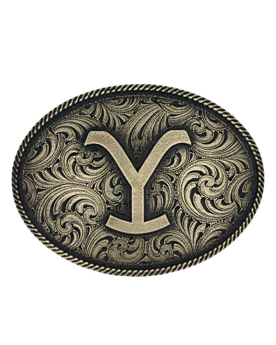 The Yellowstone Y Filigree Oval Belt Buckle