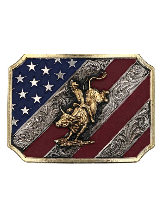 Patriot Bull Rider Attitude Belt Buckle