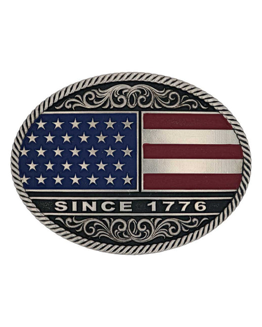 Trimmed Circular American Flag Attitude Belt Buckle