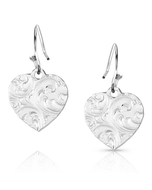 Women's Chiseled Heart Earrings