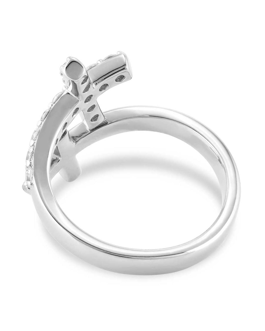 Women's Fearless Faith Crystal Cross Ring