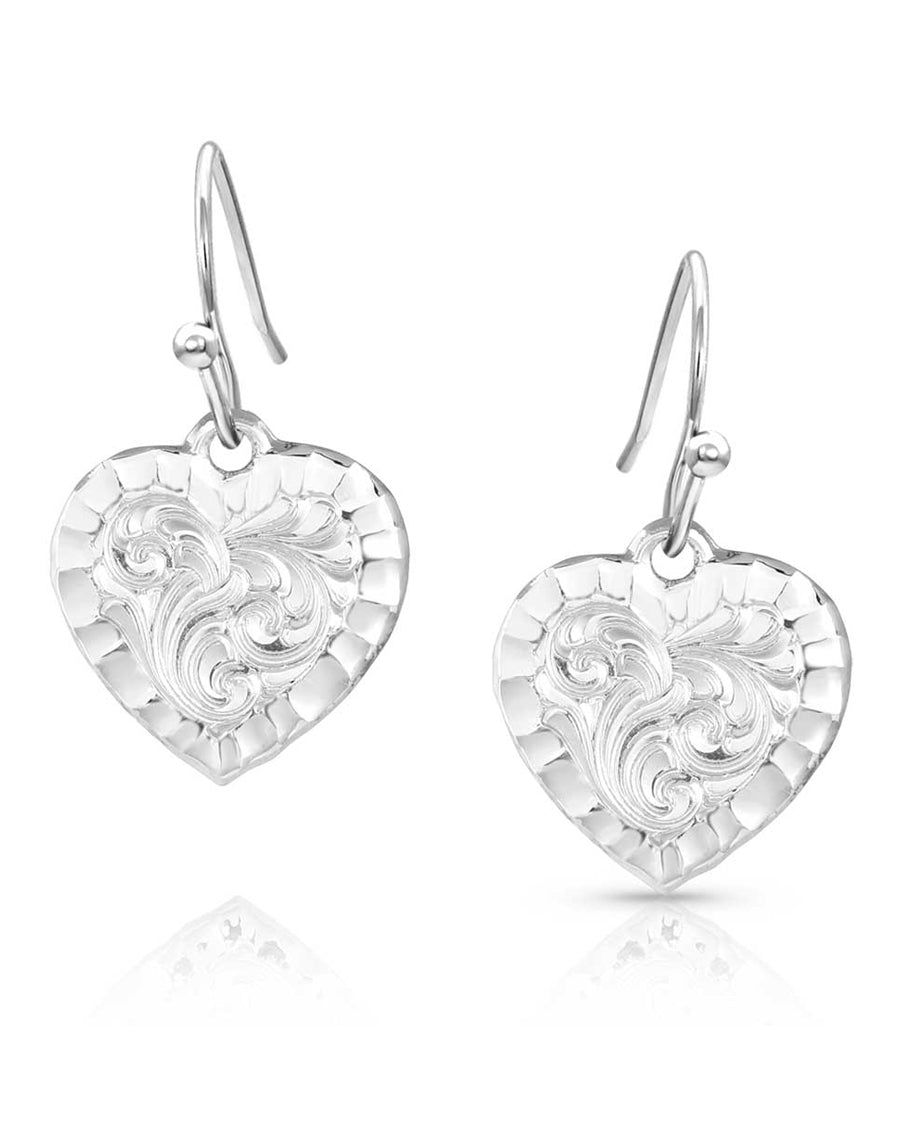 Women's Chiseled Heart Earrings