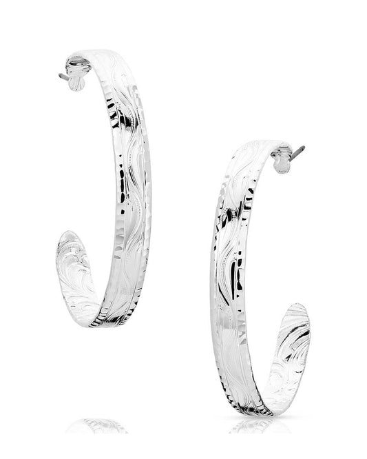 Women's Timeless Elegance Chiseled Hoop Earrings