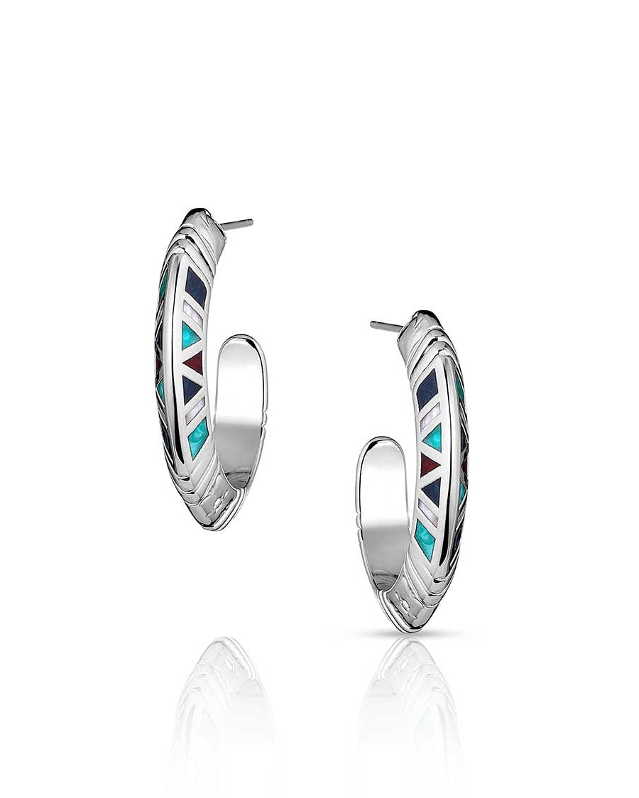 Women's Hidden Mosaic Hoop Earrings