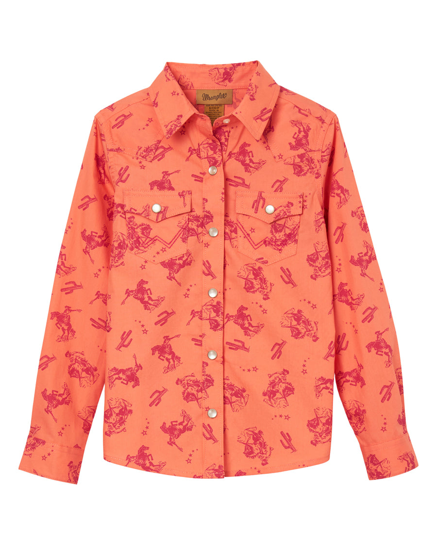 Girls' Western Top Front - Western Print