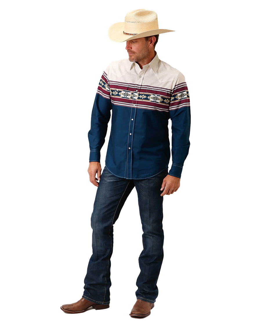 Men's Black Hawk Border Western Shirt