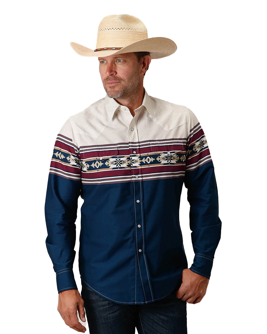 Men's Black Hawk Border Western Shirt