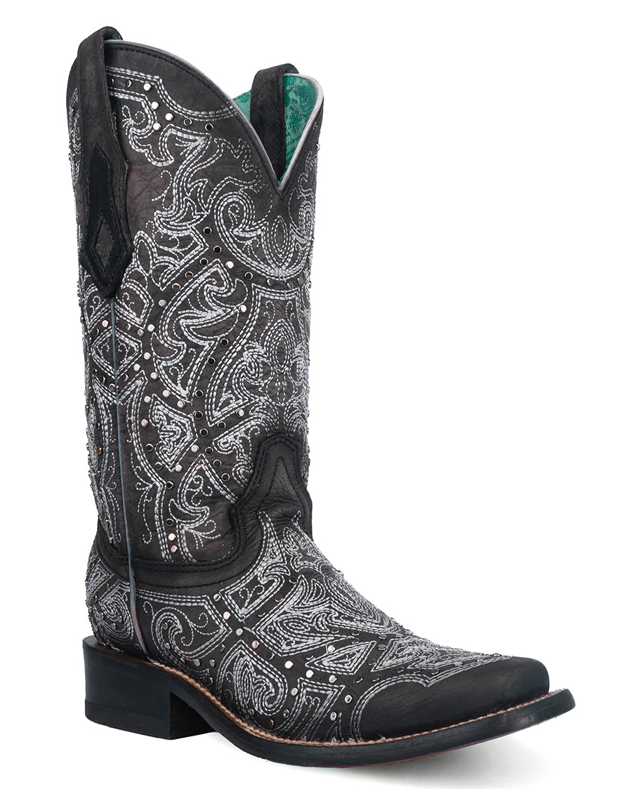 Women's Fancy Embroidery & Studs Western Boots