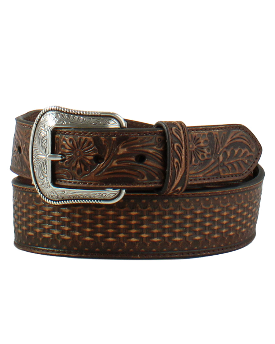 Men's Floral and Basket Stamped Belt