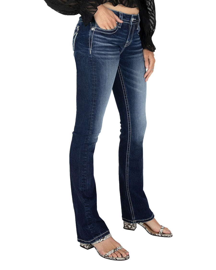 Women's Laser Leaves Longhorn Bootcut Jeans