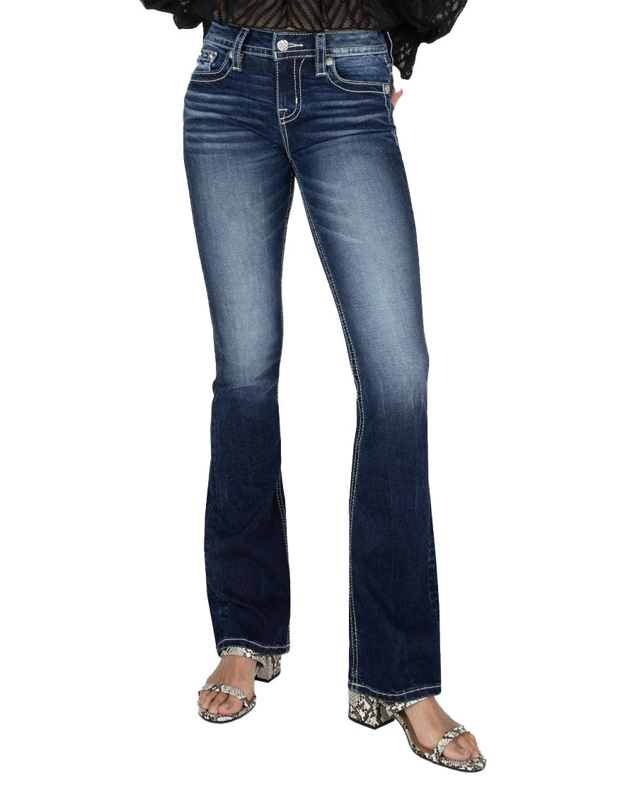 Women's Laser Leaves Longhorn Bootcut Jeans