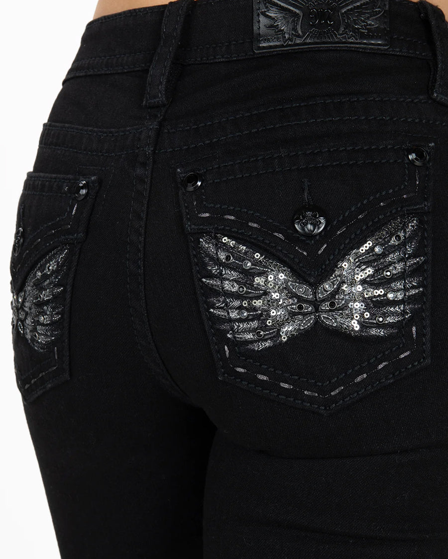 Women's Metallic Wings Bootcut Jeans