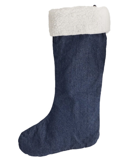 Denim Christmas Stocking Sherpa