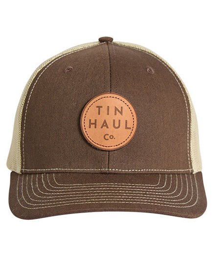 Etched Leather Patch Snap Back Trucker Cap