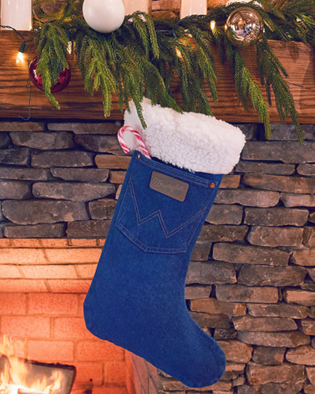 Denim Christmas Stocking Sherpa