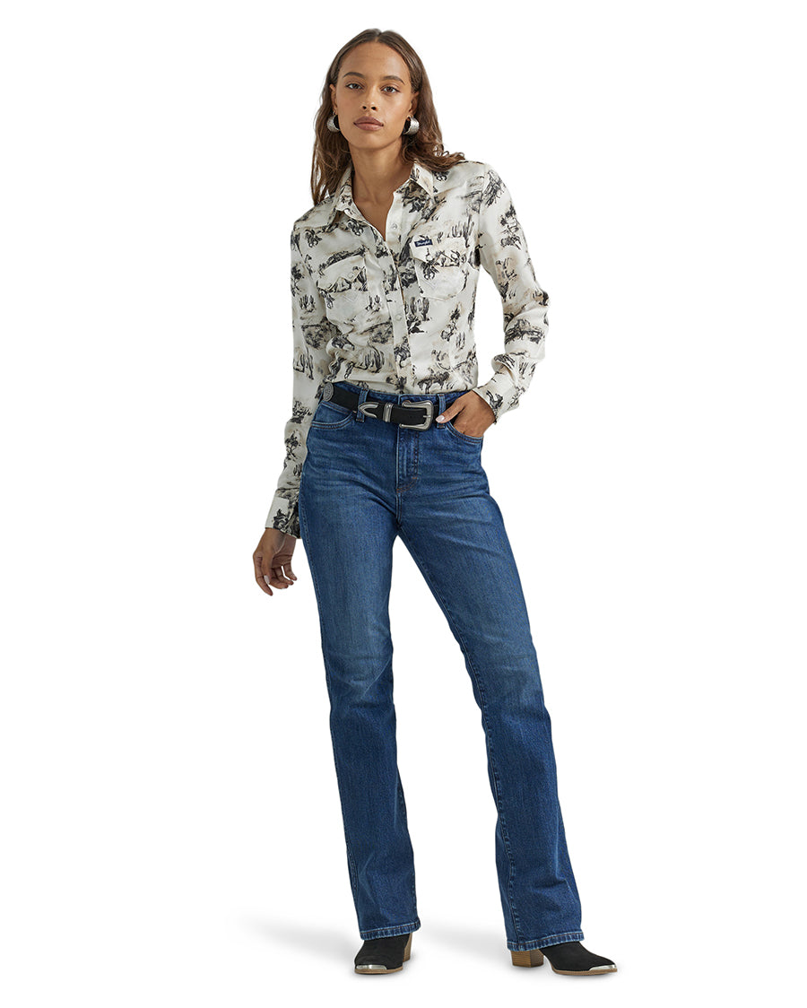 Women's Retro Western Vintage Snap Top