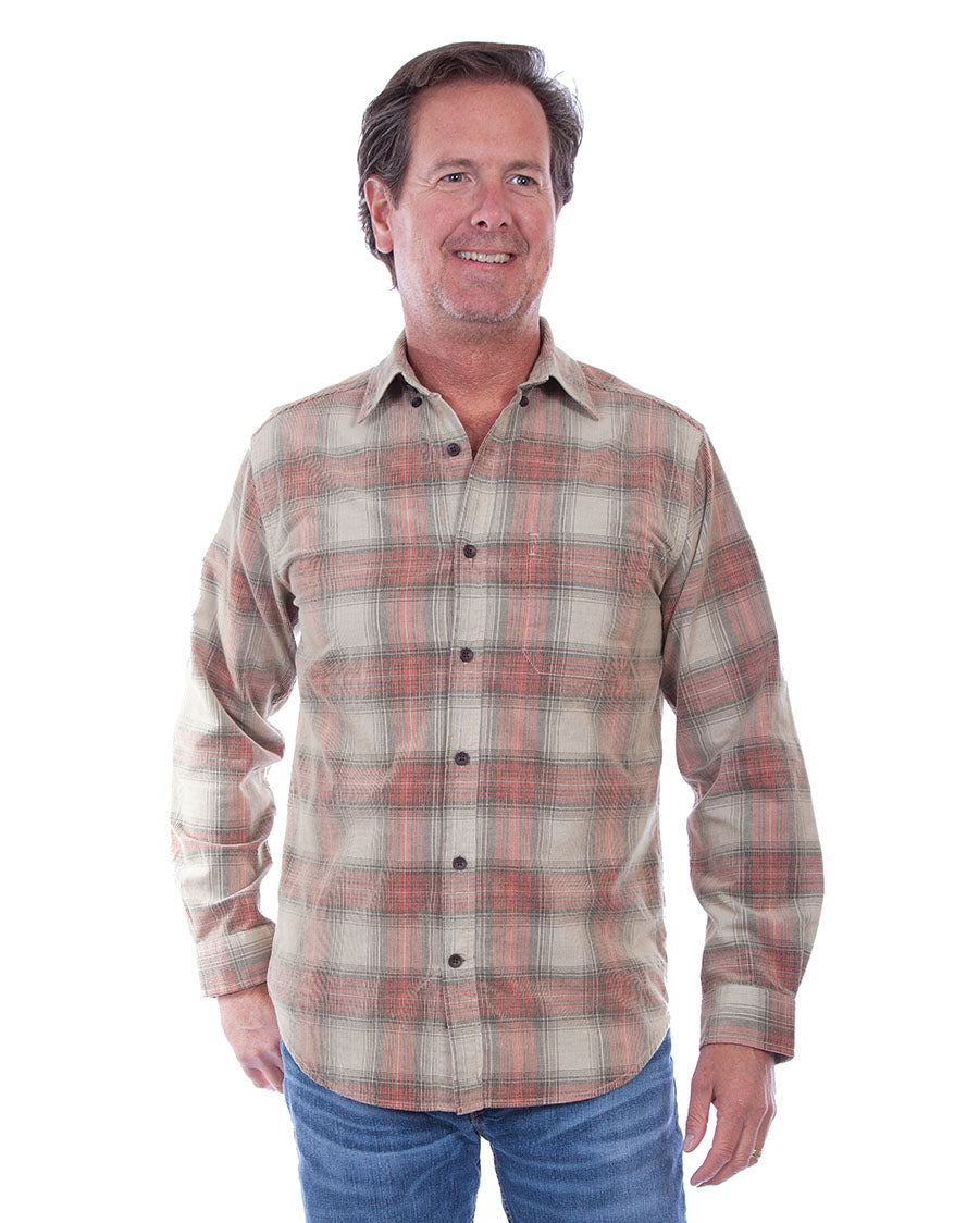 Men's Corduroy Plaid Shirt