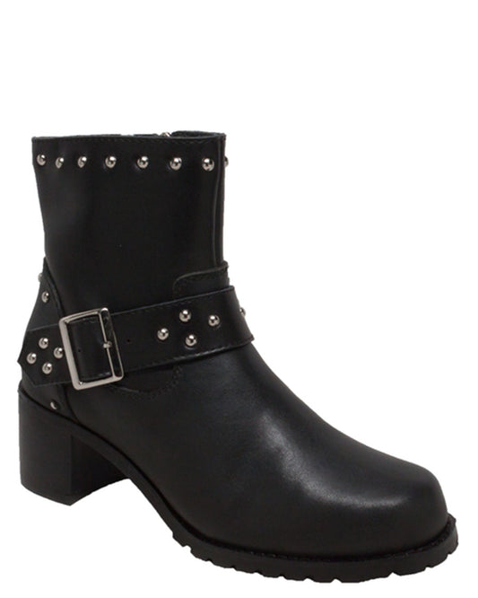 Women's Heeled Buckle Motorcycle Boots