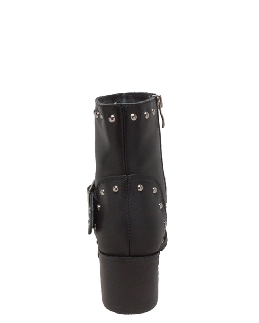 Women's Heeled Buckle Motorcycle Boots