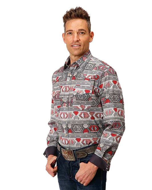 Men's Aztec Weaving Print Western Shirt