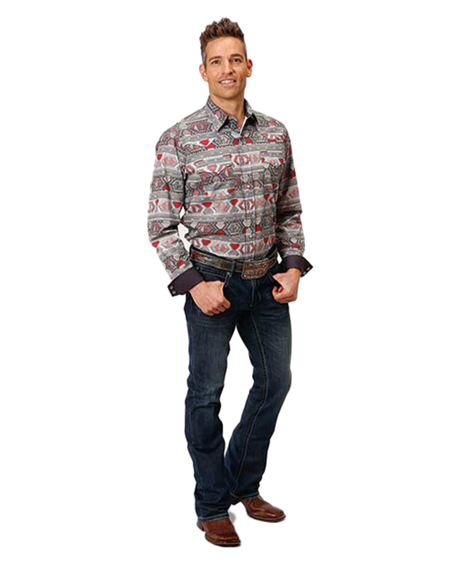 Men's Aztec Weaving Print Western Shirt