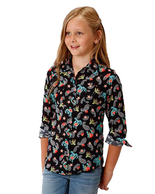 Girls' Cowgirl Print Western Blouse