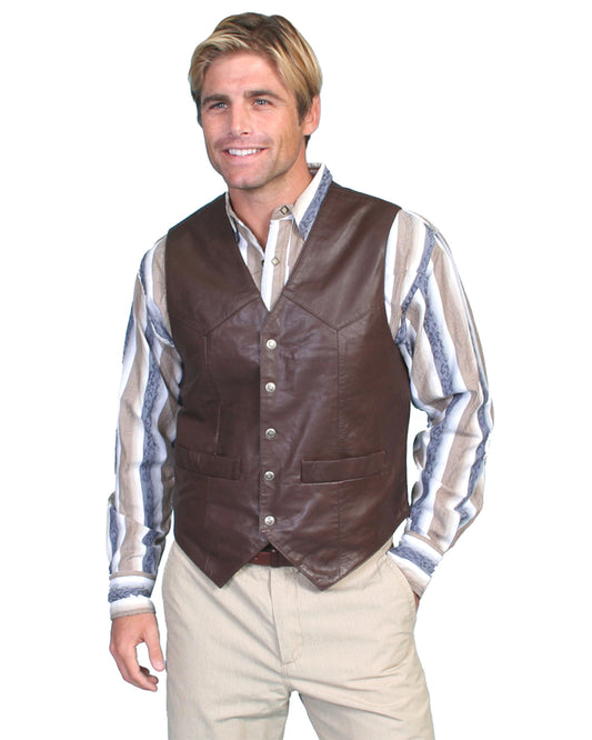 Mens Lambskin Vest - Brown