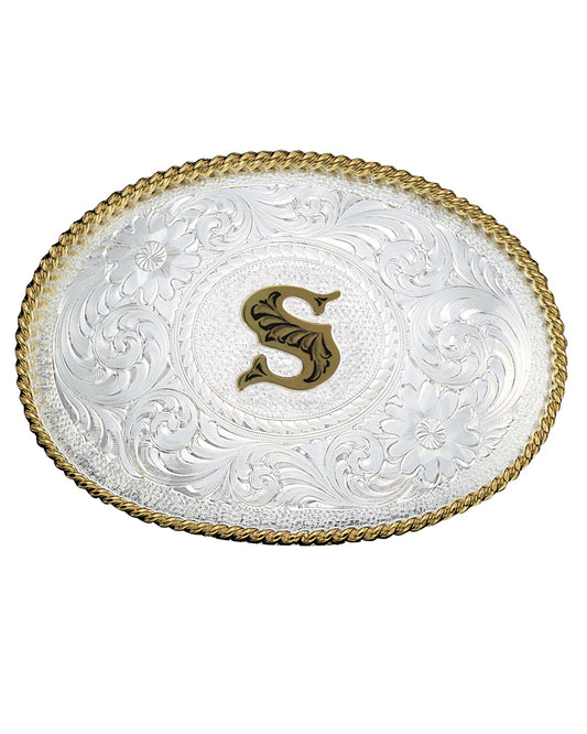 Engraved Initial S Medium Oval Buckle