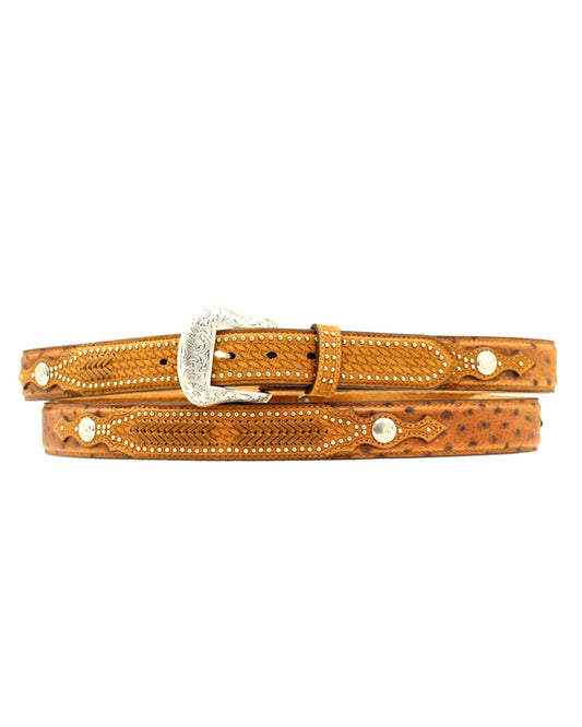 Mens Ostrich And Basketweave Belt