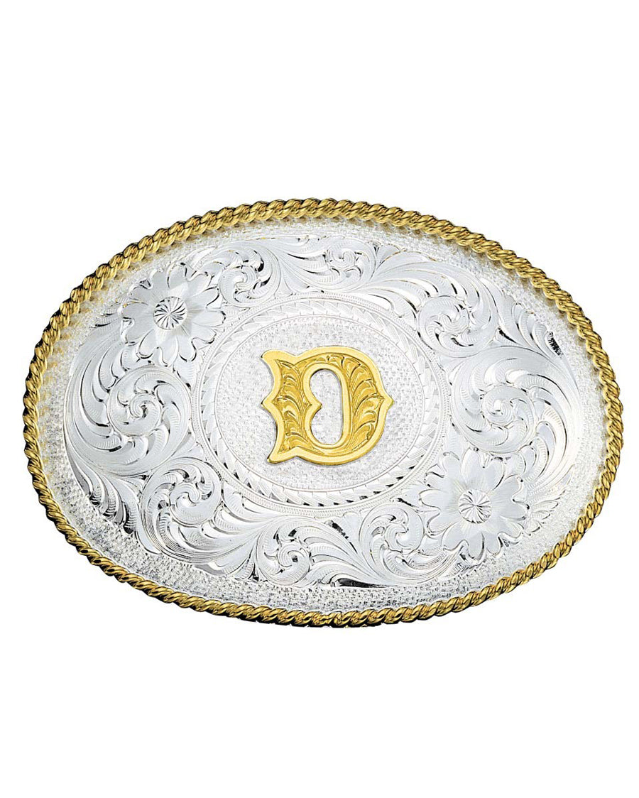 Engraved Initial D Medium Oval Buckle