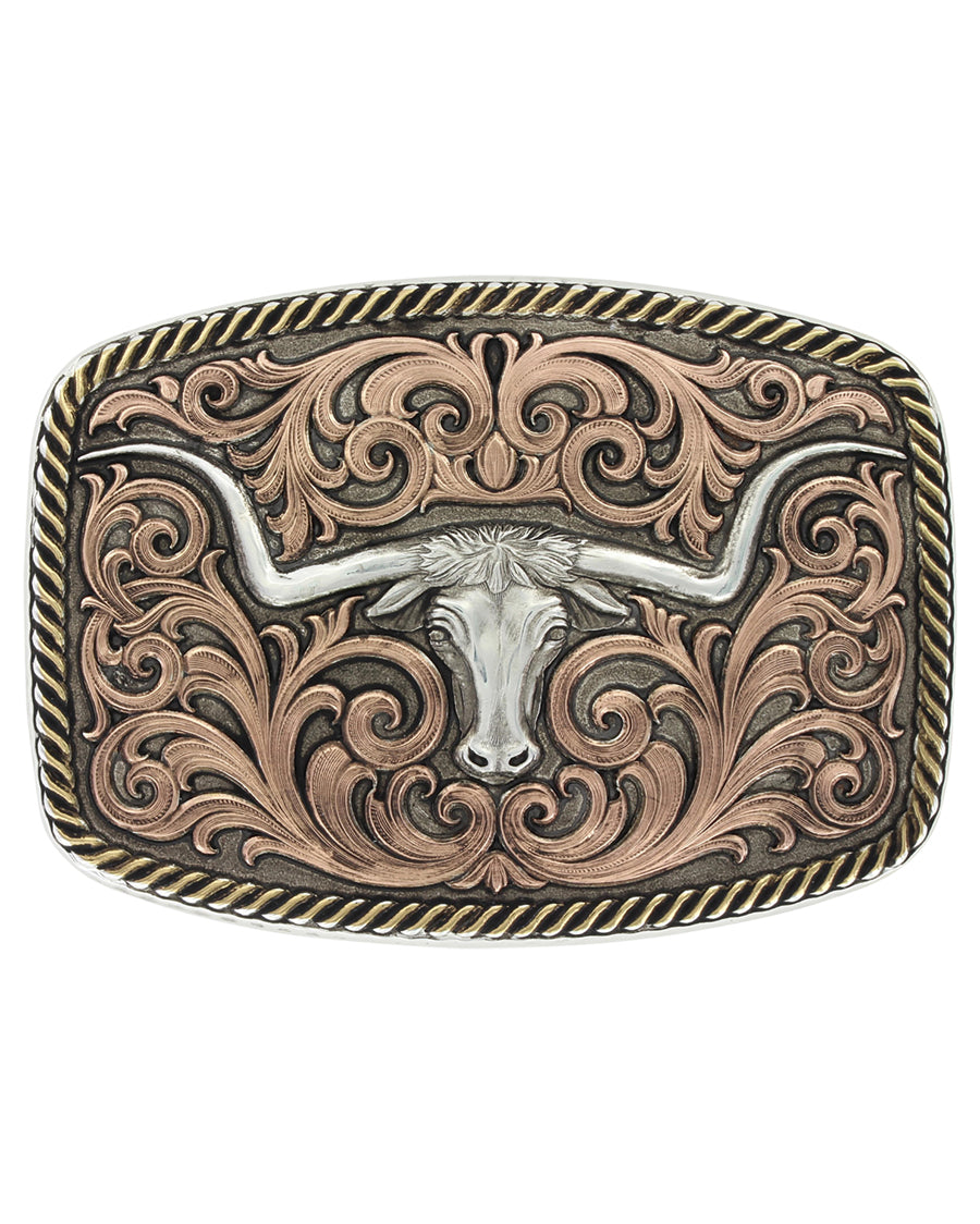 Tri-Color Champion Texas Longhorn Buckle