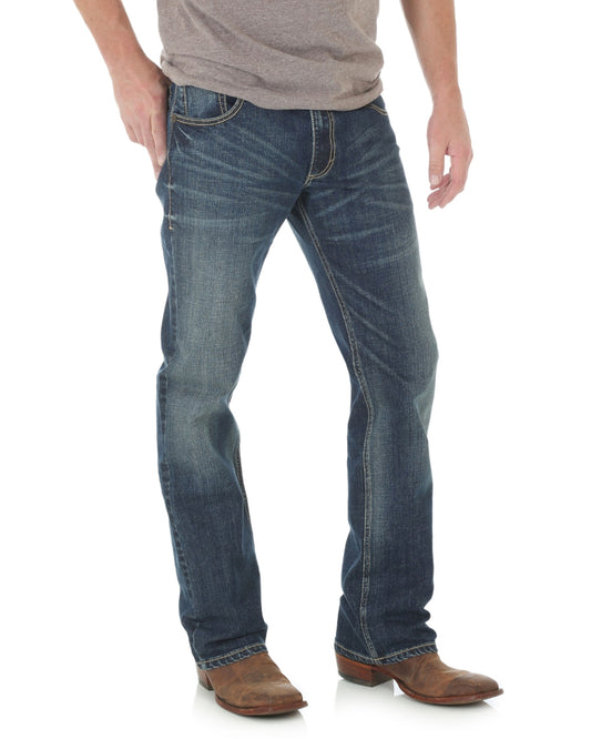 Mens Retro Stretch Slim Fit Boot Cut Jeans