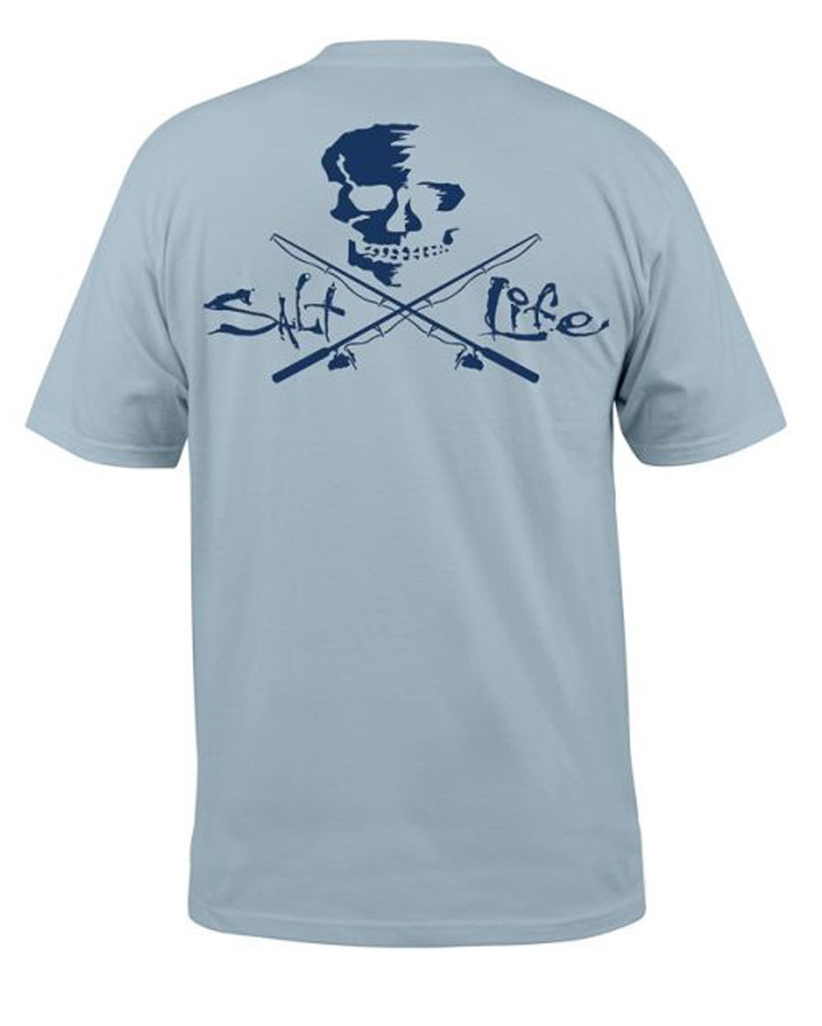 Men's Skull & Poles Pocket T-Shirt - Blue Stone