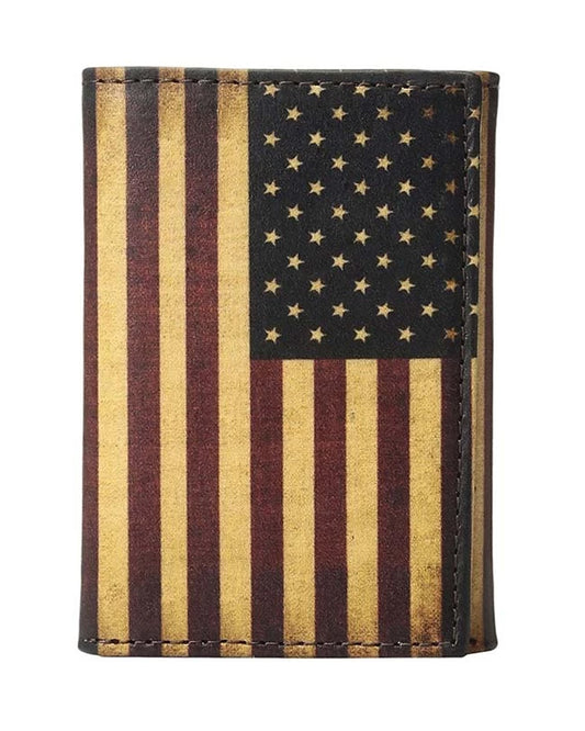 Tri-Fold Vintage American Flag Rodeo Wallet