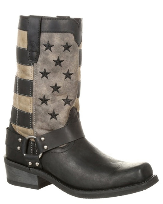 Mens Faded Flag Harness Boots