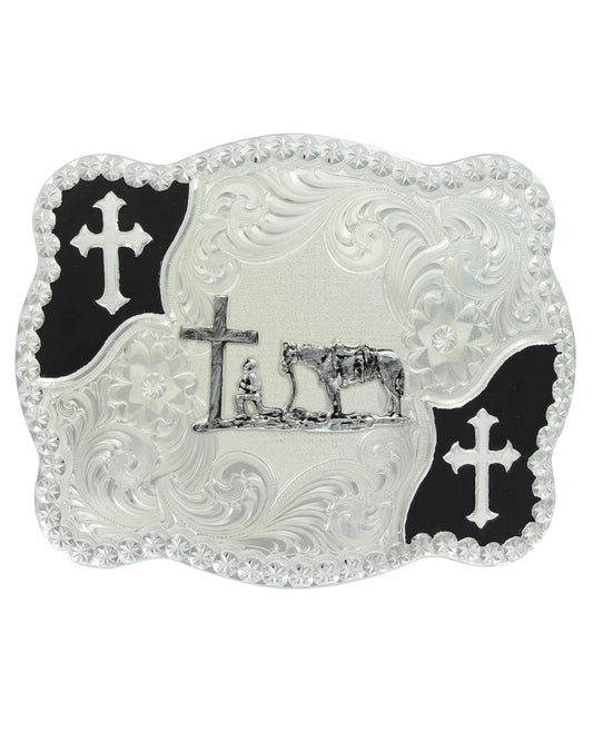 Scalloped Christian Flourish Cowboy Buckle