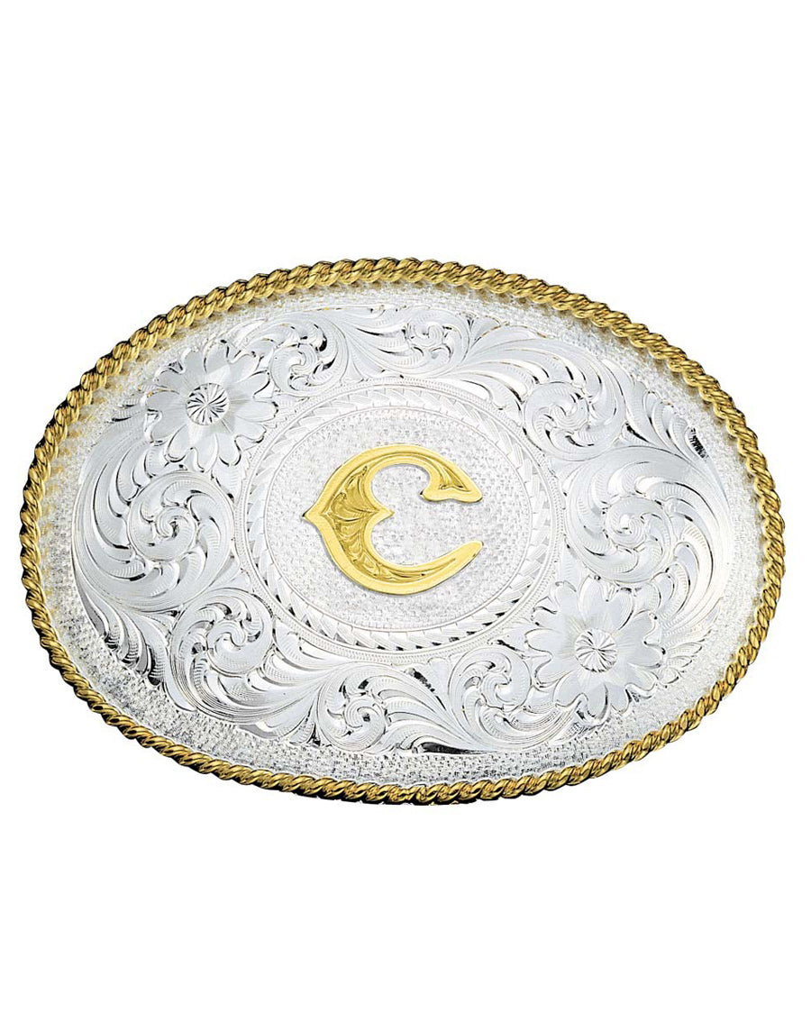 Engraved Initial C Medium Oval Buckle