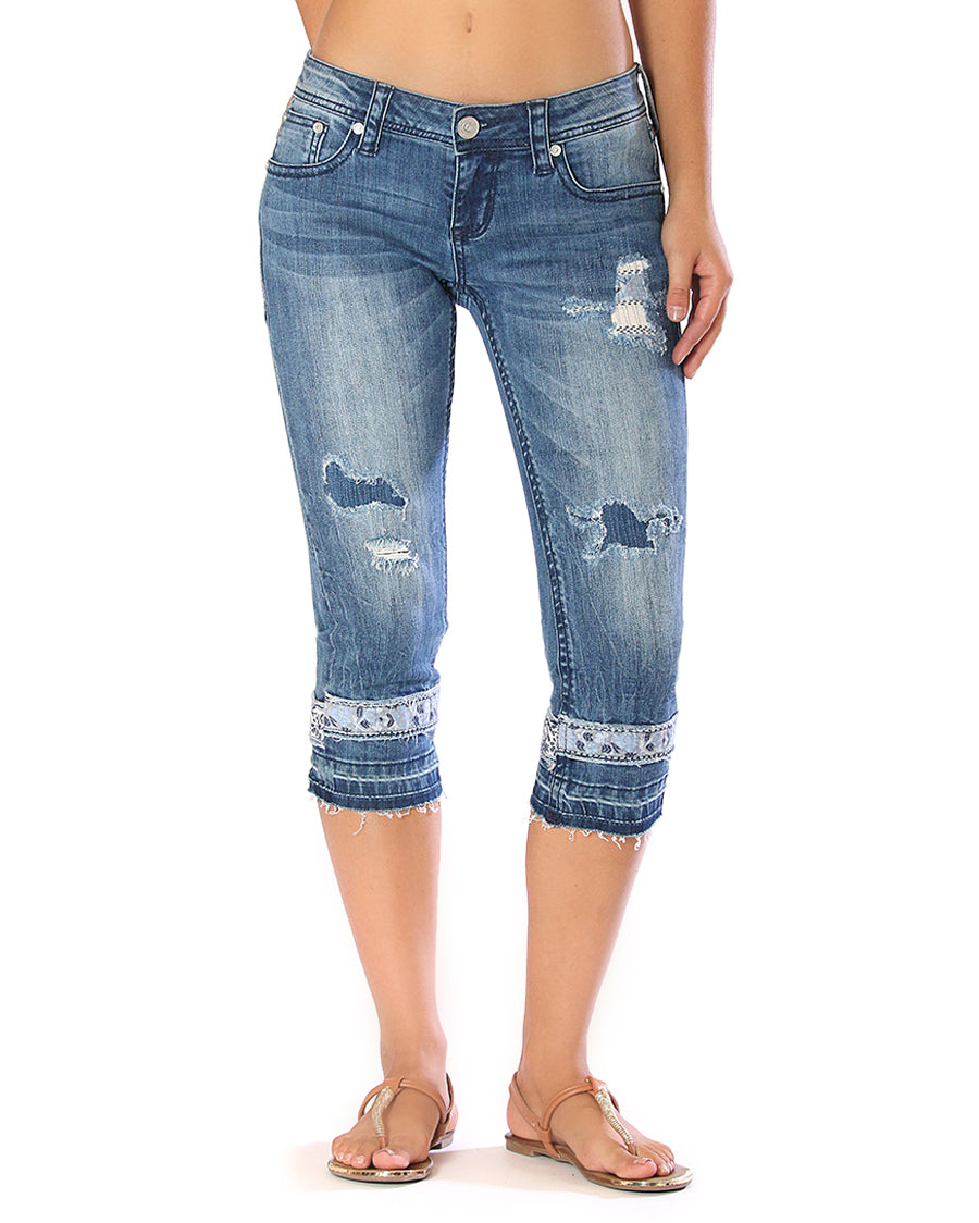 Women's Distressed Easy Fit Capri