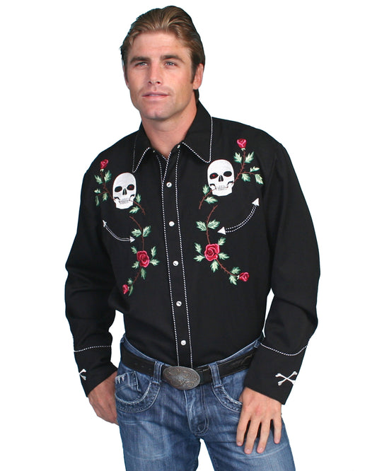 Mens Skull & Roses Western Shirt