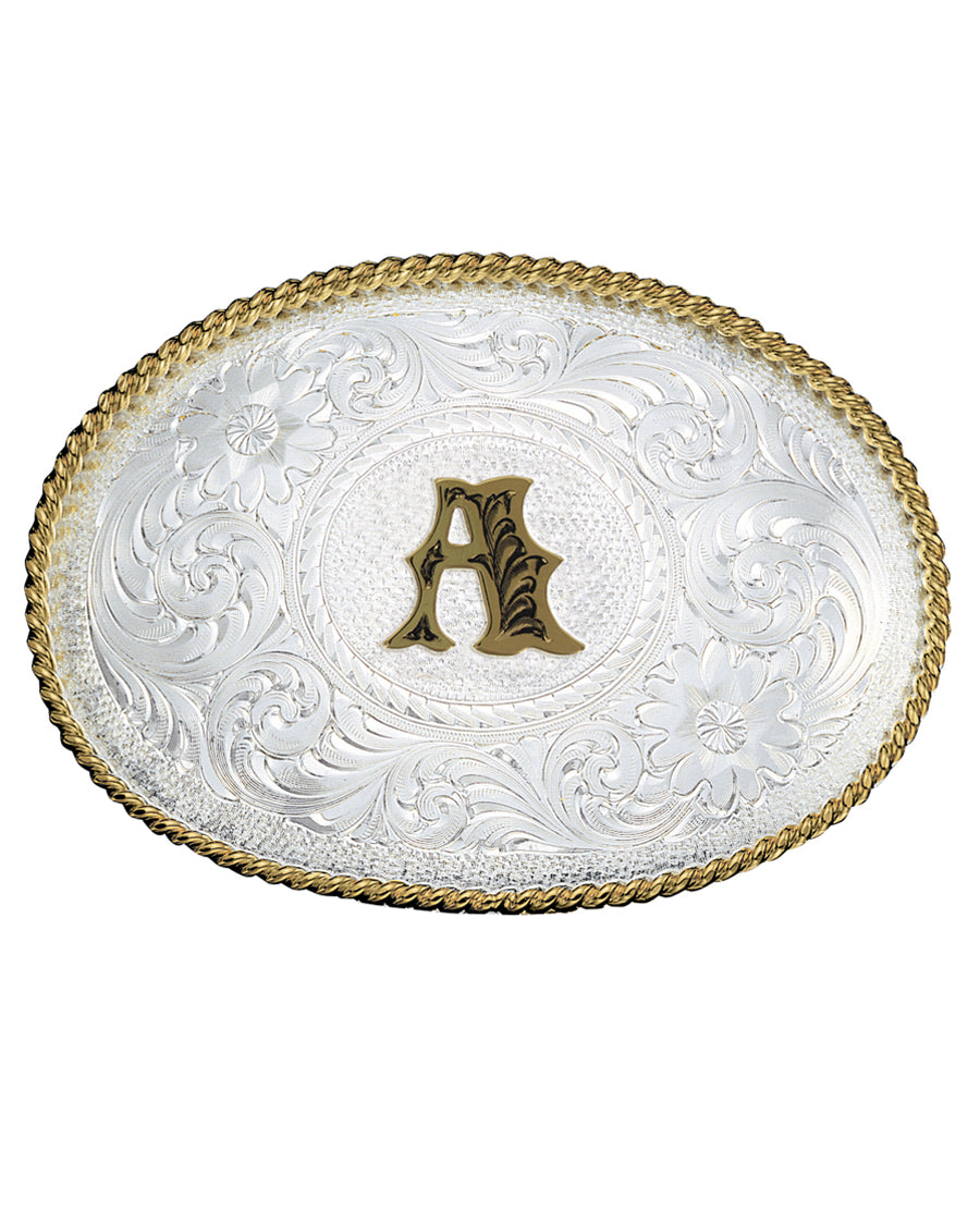 Engraved Initial A Medium Oval Buckle