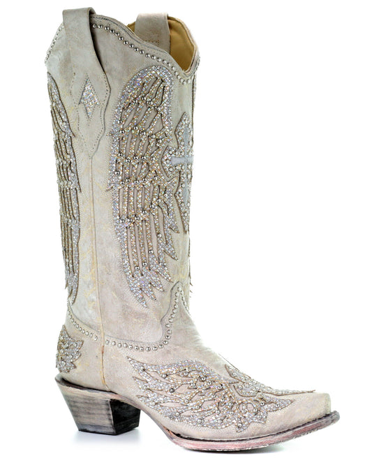 Women's Wing & Cross Studded Wedding Boots