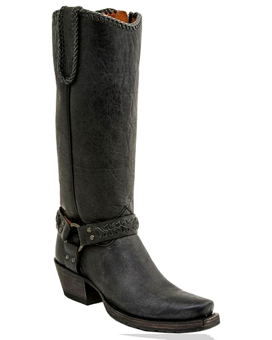 Womens Harness Lug Boots - Black