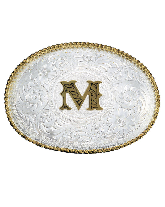 Engraved Initial M Medium Oval Buckle