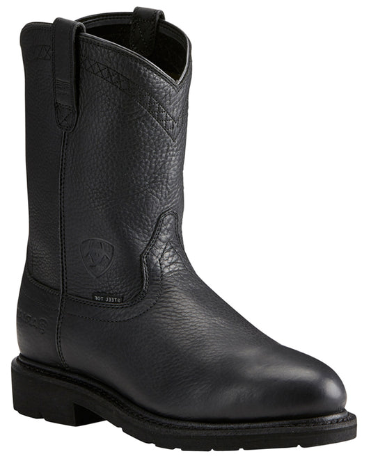 Mens Sierra Steel-Toe Pull-On Boots - Black