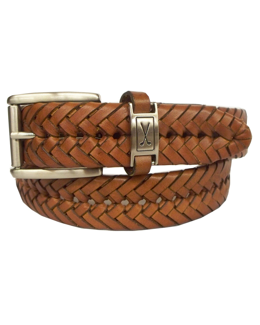 Mens Braided Crossed Clubs Belt