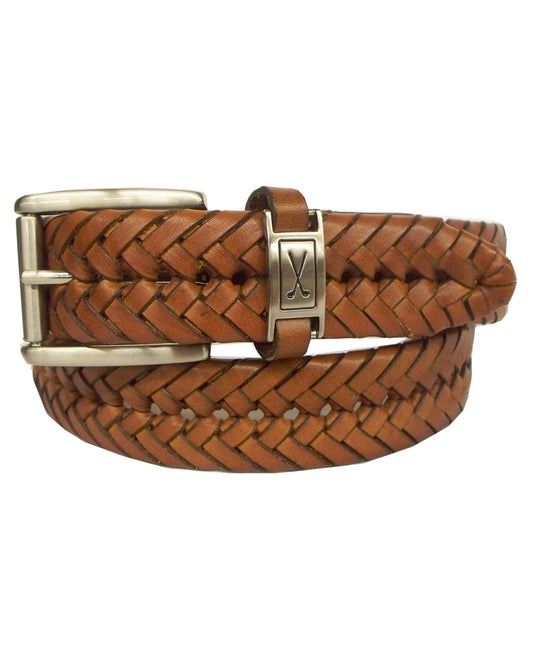 Mens Braided Crossed Clubs Belt