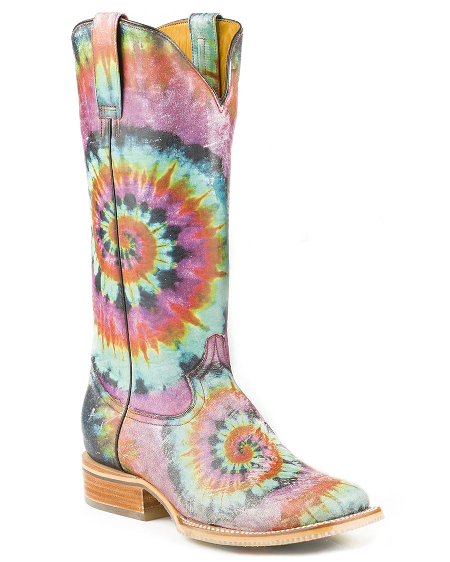 Womens Groovy Tie Dye Sole Boots