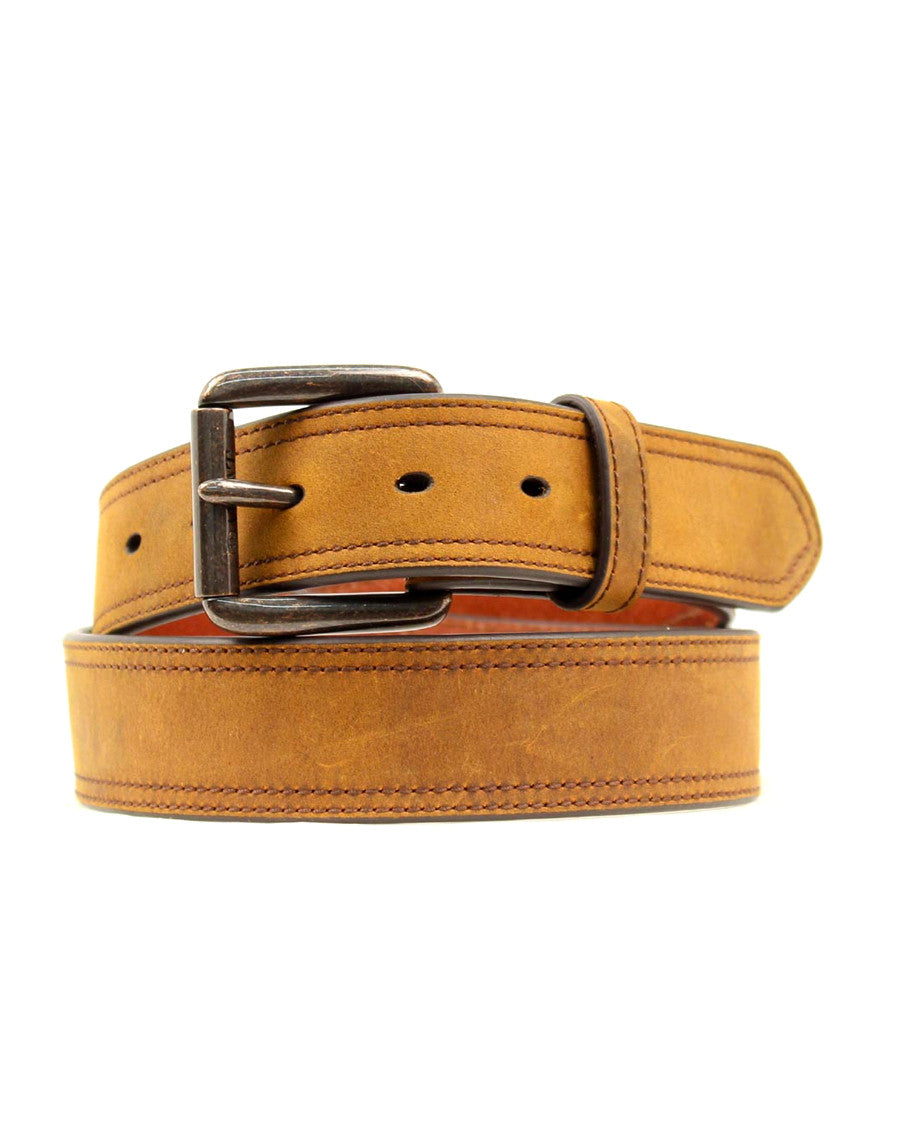 Mens Distressed Stitch Belt - Brown