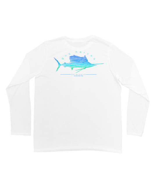 Mens Sailfish Scribble Long Sleeve T-Shirt