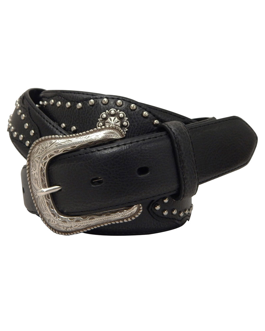 Mens Nailheads & Conchos Leather Belt